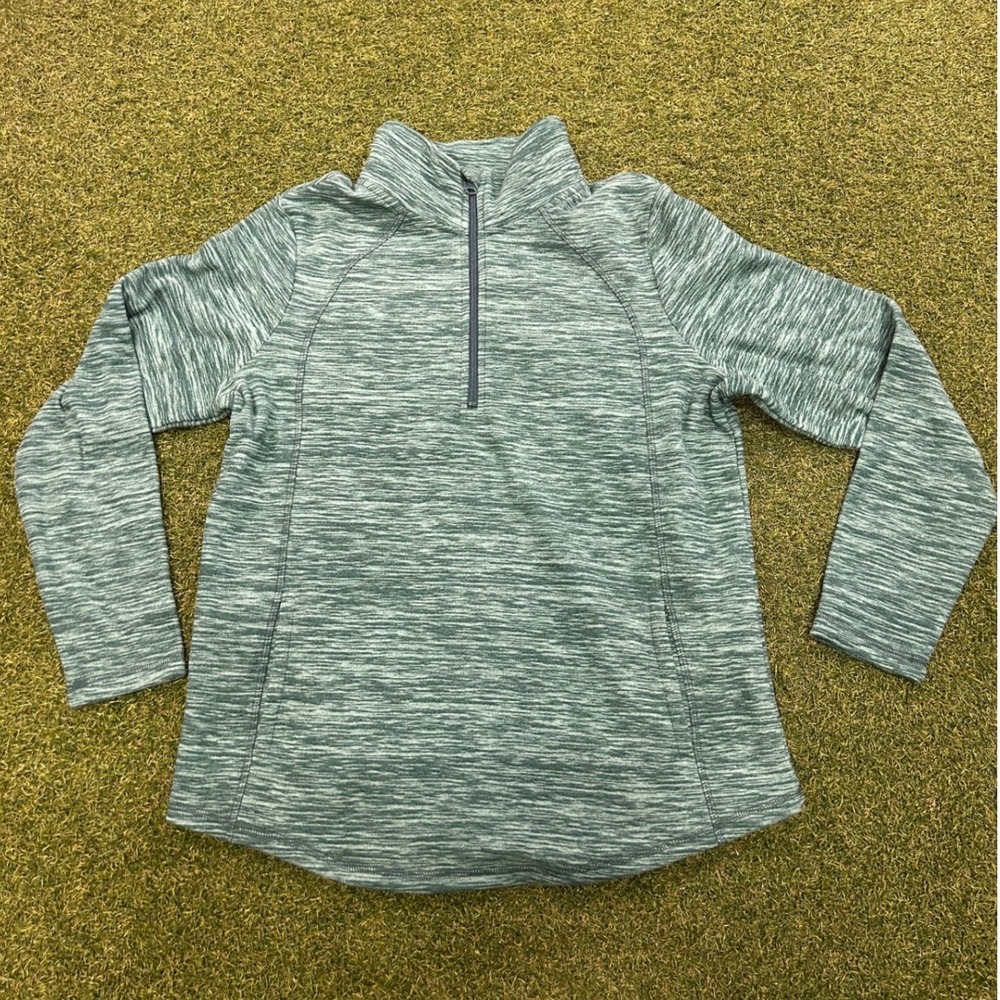 St Johns Bay Womens Green Space Dye Quarter Zip Pullover Active Top Medium